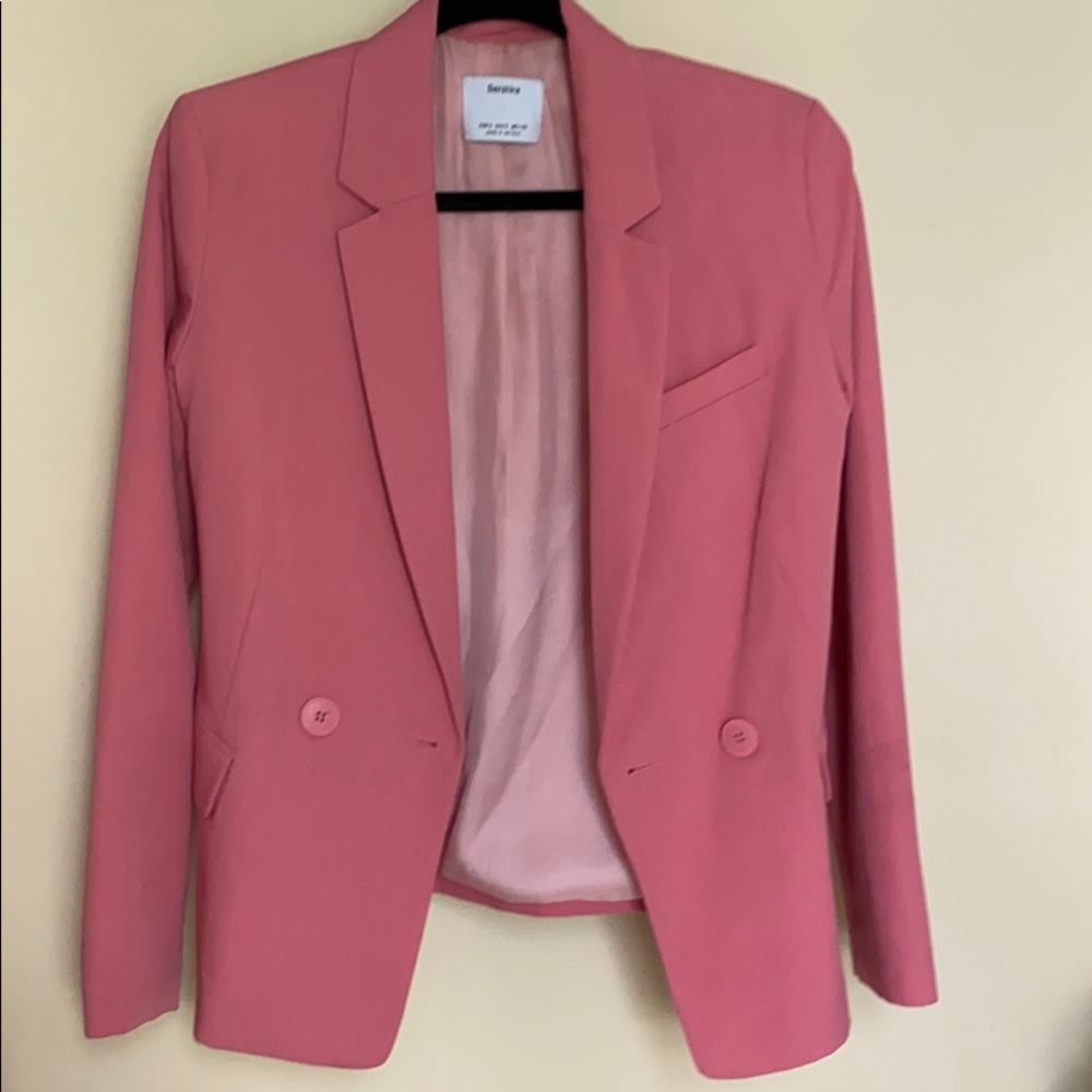 BERSHKA BOYFRIEND BLAZER IN PINK